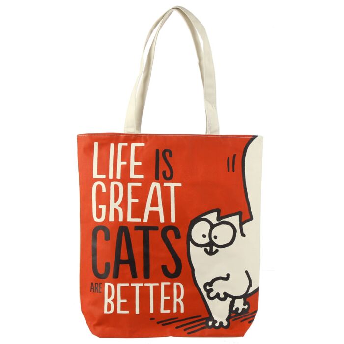 Pamut Táska Cipzáras - Simon's Cat - LIFE IS GREAT CATS ARE BETTER